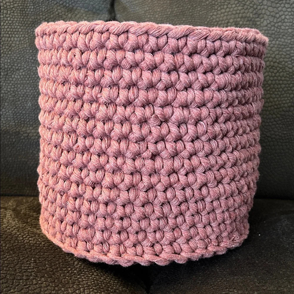 NWT Two Handmade Crocheted Baskets - Rose Color